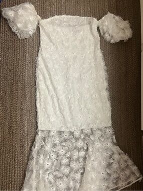 New York & Company White Floral Lace Off-Shoulder Mermaid Dress Size XL